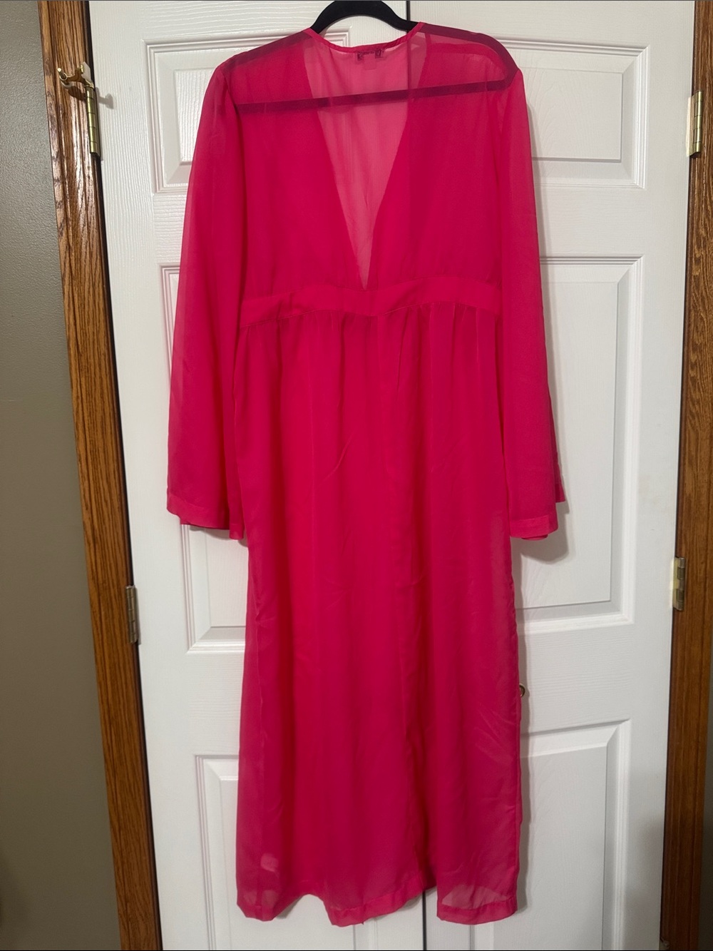 VENUS Vibrant Hot Pink Sheer Long Robe/Swim Cover-up - Picture 5 of 6